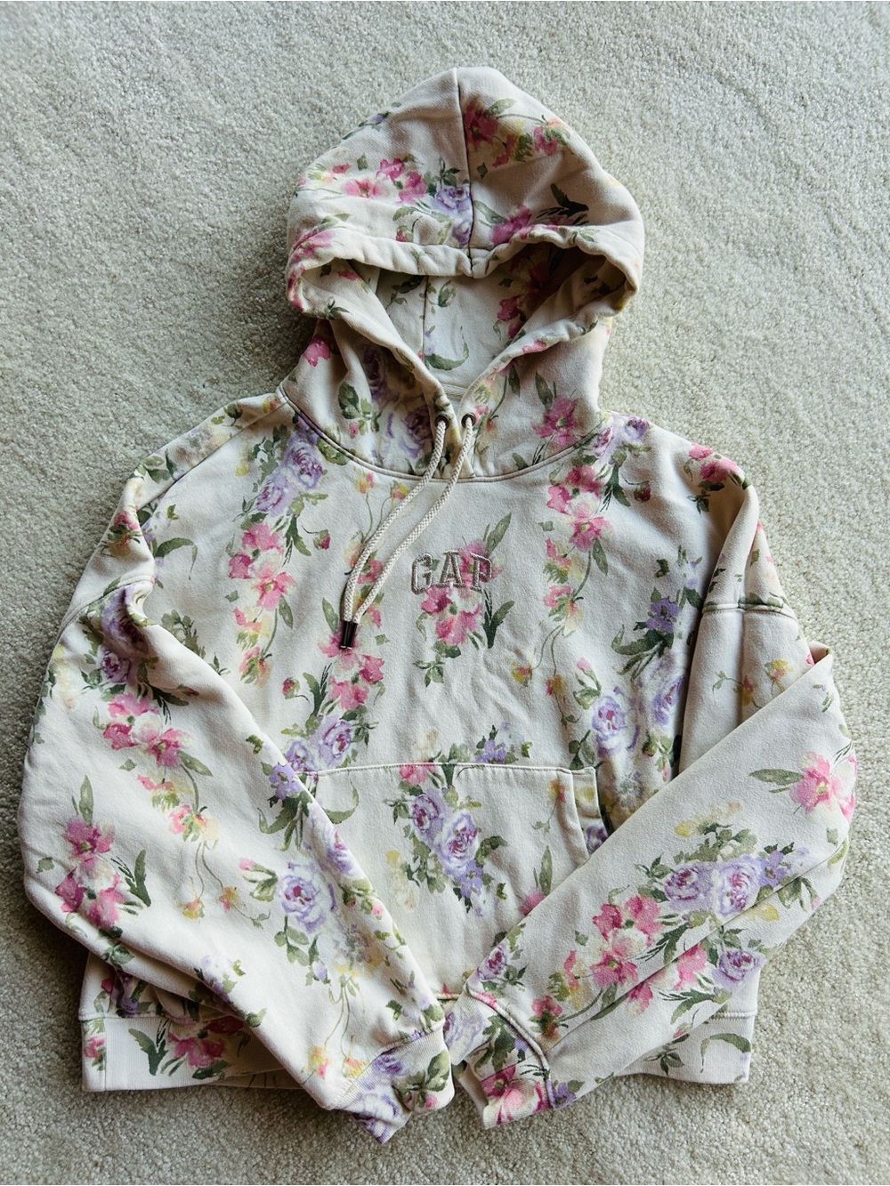 GAP Love Shack Fancy Floral Cropped Hoodie